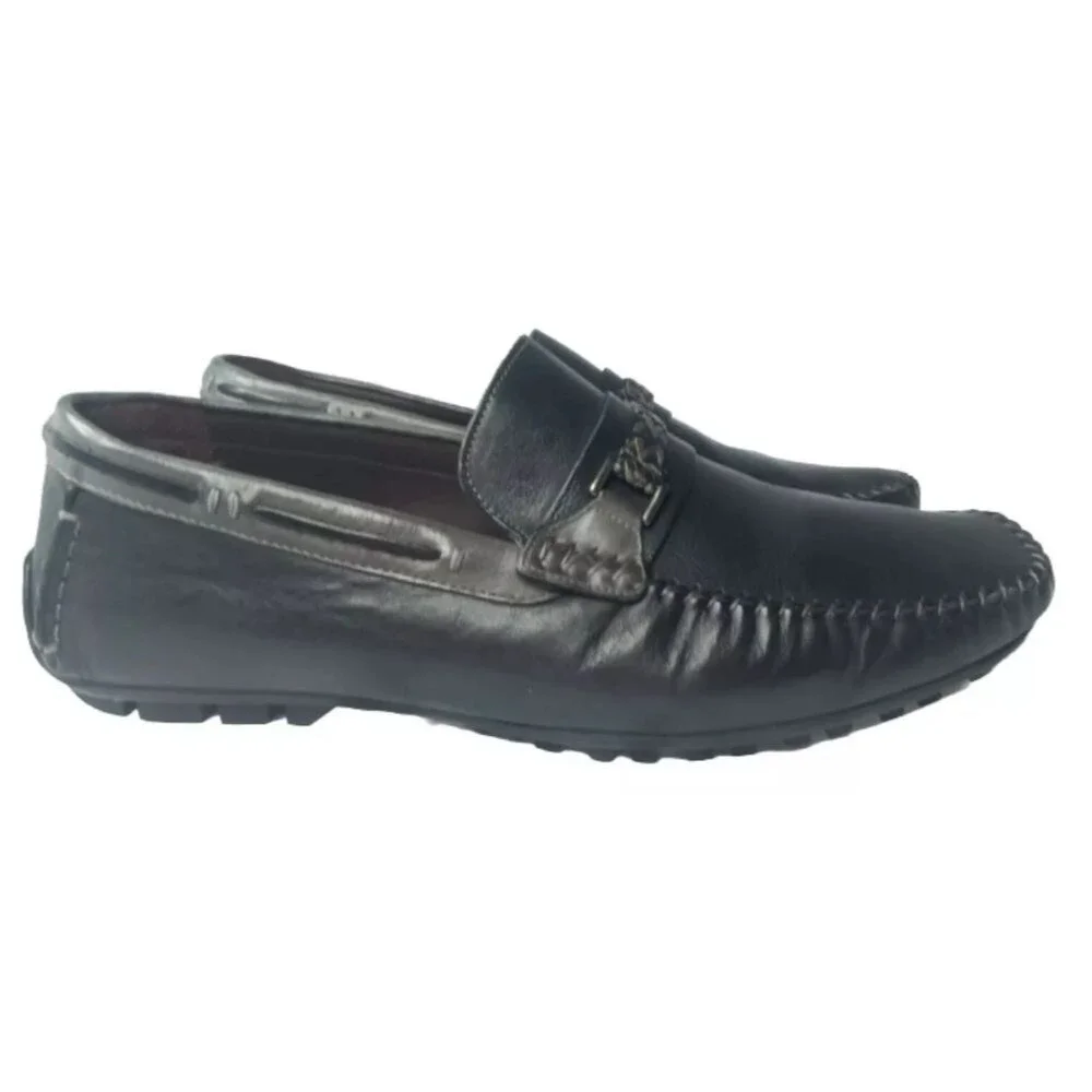 Bacco Bucci Zagreb Black Leather Calfskin Loafer Shoes Men's Size 13